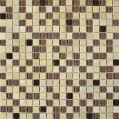 2025 Мастера Керамики Мозаика Glass & Stone микс мраморбежевый-св.коричневый-коричневый 30х30 комбинированный