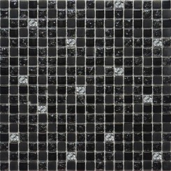 2022 Мастера Керамики Мозаика Glass микс черный-черный колотый-черный матовый-платина 30х30
