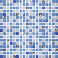 1029 Мастера Керамики Мозаика Glass микс синий-платина 30x30 комбинированный
